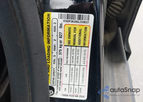 2016 Ford Focus Se из США, поврежденный, VIN 1FADP3K28GL259637